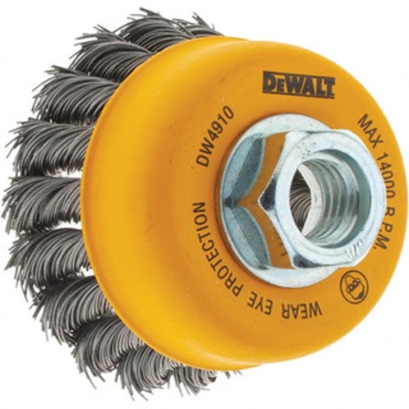 DeWALT 5/8-11 Threaded Arbor Cup Brush Crimped Wire, 0.02 Wire Diam DW4910 – 80482508