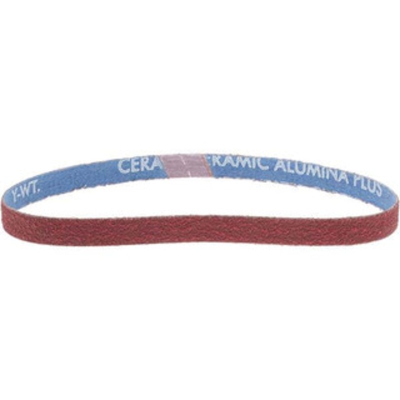 Norton 1/2 Wide x 18 OAL, 60 Grit, Ceramic Abrasive Belt Ceramic, Medium, Coated, Y Weighted Cloth Backing, Series R981 78072718704 – 05220066