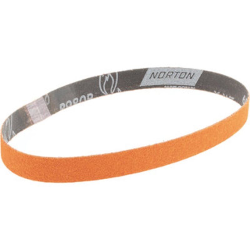 Norton 3/4 Wide x 20-1/2 OAL, 60 Grit, Ceramic Abrasive Belt Ceramic, Medium, Coated, Y Weighted Cloth Backing, Series R980 69957398031 – 83834192
