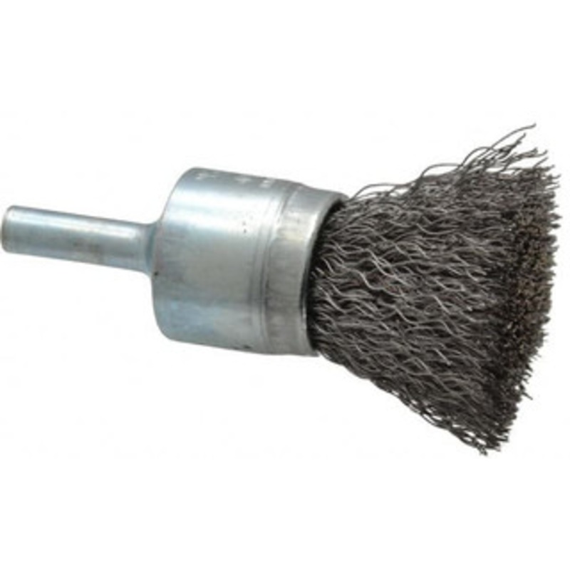 Osborn 3/4 Diam Steel Crimped End Brush 1 Trim Length, 1/4 Shank Diam, 20,000 Max RPM 0003070400 – 00126235