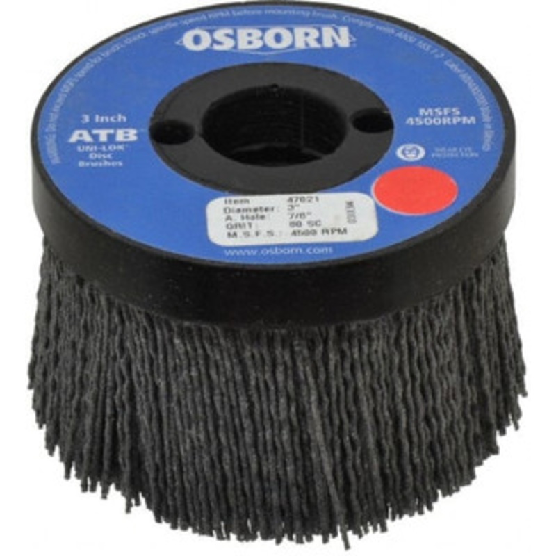 Osborn 3 80 Grit Silicon Carbide Crimped Disc Brush Medium Grade, Plain Hole Connector, 1-1/2 Trim Length, 3/4 Shank Diam, 7/8 Arbor Hole 0004702100 – 41858770