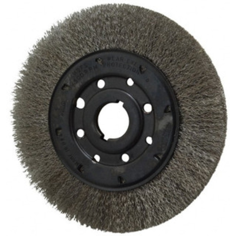 Osborn 8 OD, 1-1/4 Arbor Hole, Crimped Stainless Steel Wheel Brush 3/4 Face Width, 1-1/2 Trim Length, 0.0104 Filament Diam, 4,500 RPM 0002110600 – 53491437
