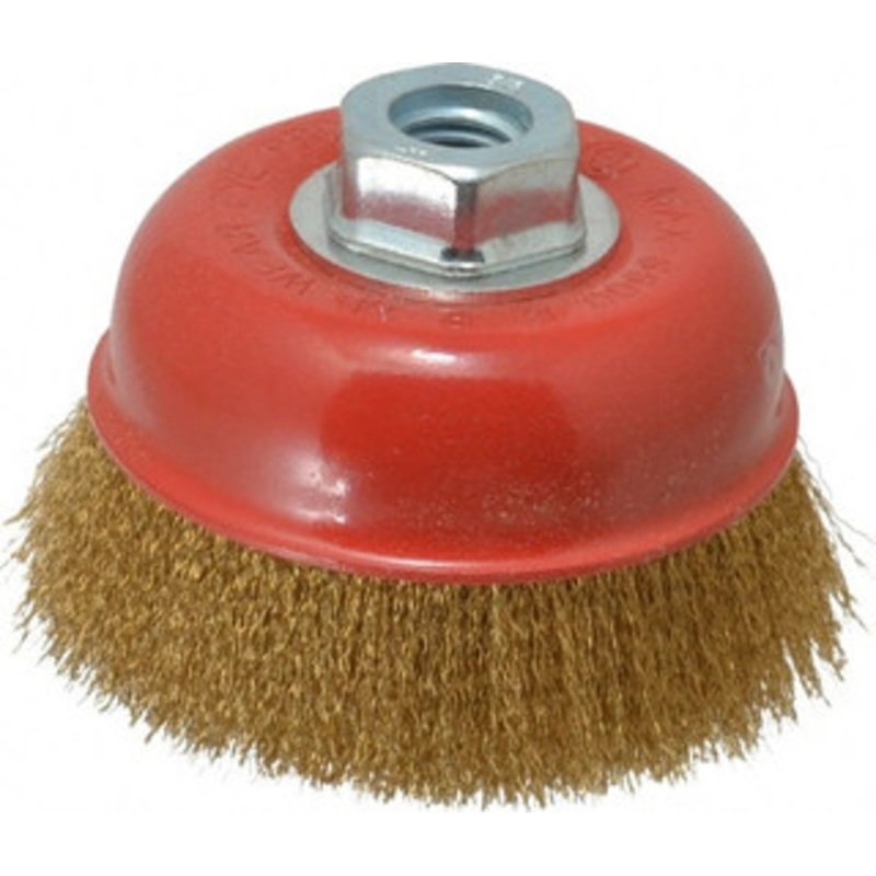 Value Collection 4 Diam 5/8-11 Threaded Arbor Steel Fill Cup Brush Crimped Wire, 0.008 Wire Diam, 8,500 Max RPM S04186292 – 04186292