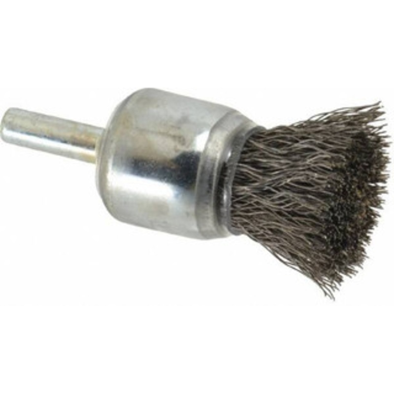 Weiler Abrasives 3/4 Diam Steel Crimped End Brush 7/8 Trim Length, 1/4 Shank Diam, 22,000 Max RPM 90298 – 00462762
