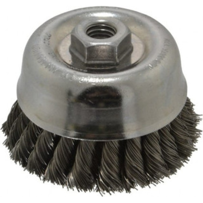 Weiler Abrasives 4 Diam 5/8-11 Threaded Arbor Steel Fill Cup Brush Knotted Wire, 0.02 Wire Diam, 1-3/8 Trim, 9,000 Max RPM 94708 – 03598083
