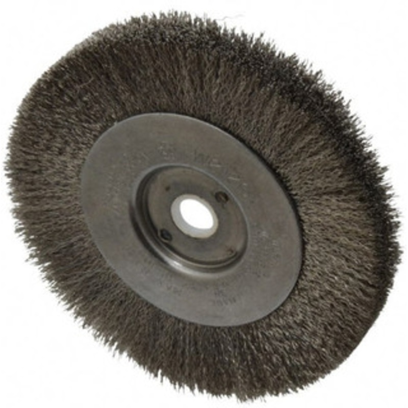 Weiler Abrasives 4 OD, 1/2 Arbor Hole, Crimped Stainless Steel Wheel Brush 1/2 Face Width, 7/8 Trim Length, 0.006 Filament Diam, 12,500 RPM 00154 – 75843284