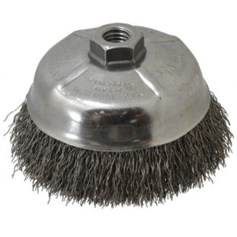 Weiler Abrasives 5 Diam 5/8-11 Threaded Arbor Steel Fill Cup Brush Crimped Wire, 0.02 Wire Diam, 1-1/4 Trim, 8,000 Max RPM 93654 – 03597739