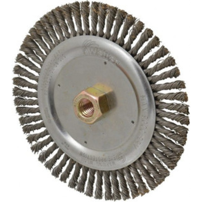 Weiler Abrasives 7 OD, 5/8 Arbor Hole, Stringer Bead Steel Wheel Brush 3/16 Face Width, 1-1/8 Trim Length, 0.02 Filament Diam, 9,000 RPM 94056 – 63467724