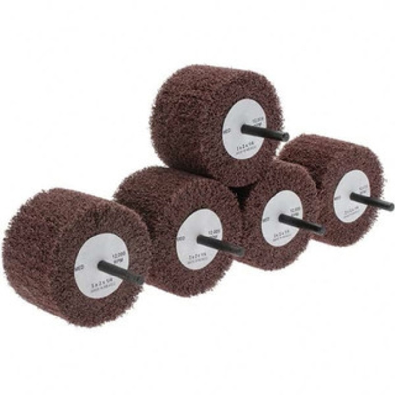 3M 3 Diam x 2 Face Width, Medium Aluminum Oxide Nonwoven Mounted Flap Wheel 1/4 Shank Mount, 60 Grit, 12,000 Max RPM BD-875501 – 43577451