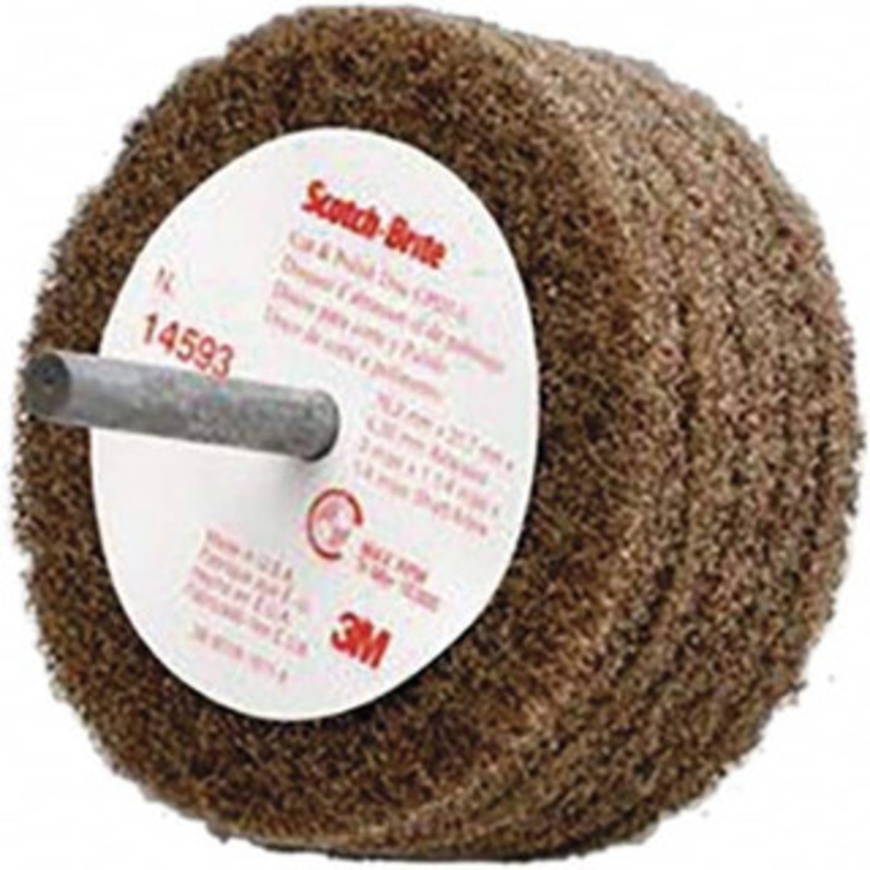 3M 3 Medium Grade Aluminum Oxide Deburring Disc 1/4 Shank Diam, Shank Connection, Tan, 10,000 Max RPM 7000045941 – 01608660