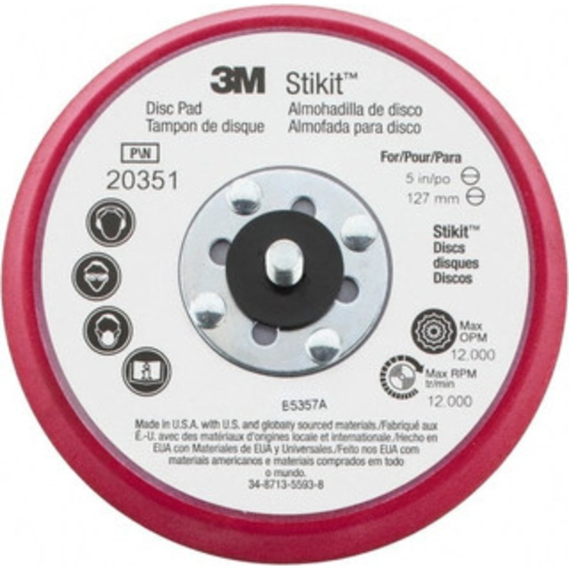 3M 5 Diam Adhesive/PSA Disc Backing Pad Firm Density, 12,000 RPM 7000118611 – 73111247