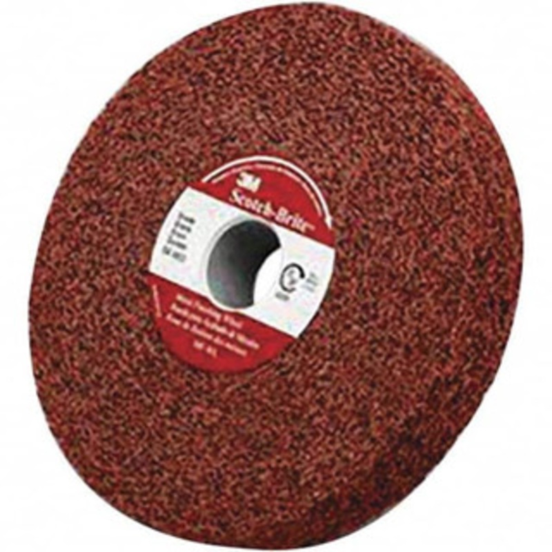 3M 6 Diam, 1 Face Width, 1 Center Hole, Medium Grade, Aluminum Oxide Deburring Wheel Convolute, Medium Density 5 Grade, 6,000 RPM 7100003943 – 01261239
