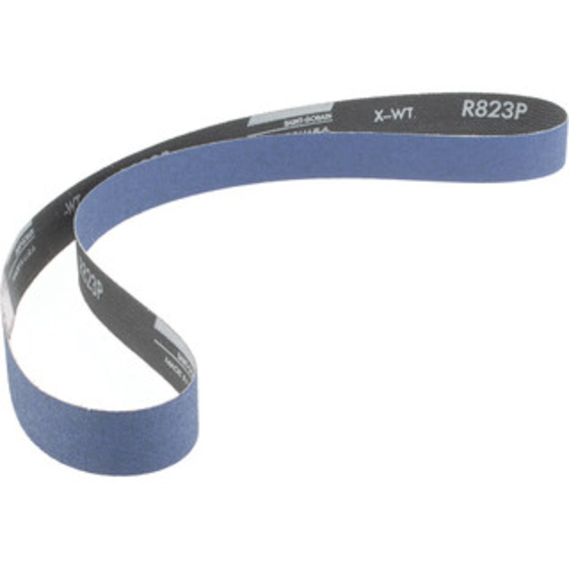 Norton 1 Wide x 42 OAL, 100 Grit, Zirconia Alumina Abrasive Belt Zirconia Alumina, Fine, Coated, X Weighted Cloth Backing, Series R823 78072728592 – 85117109