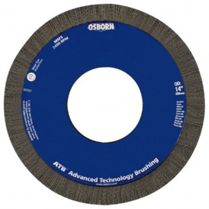 Osborn 10 OD, 4-1/4 Arbor Hole, Crimped Nylon Wheel Brush 1 Face Width, 1-1/4 Trim Length, 0.04 Filament Diam, 3,600 RPM 0004052900 – 01063585