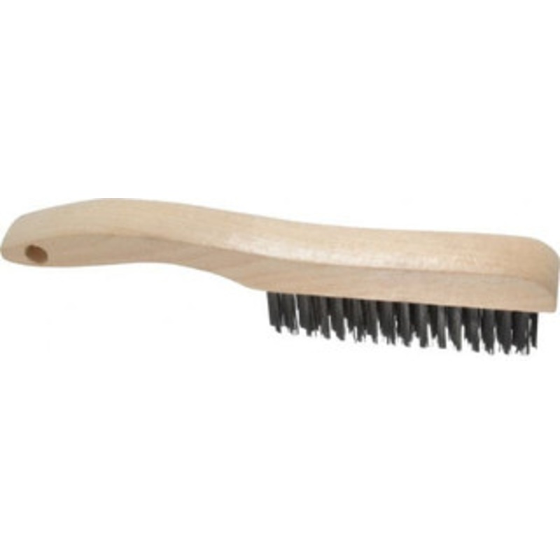 Osborn 4 Rows x 16 Columns Steel Scratch Brush 5-1/4 Brush Length, 10 OAL, 1-1/8 Trim Length, Wood Shoe Handle 0005401800 – 53502217
