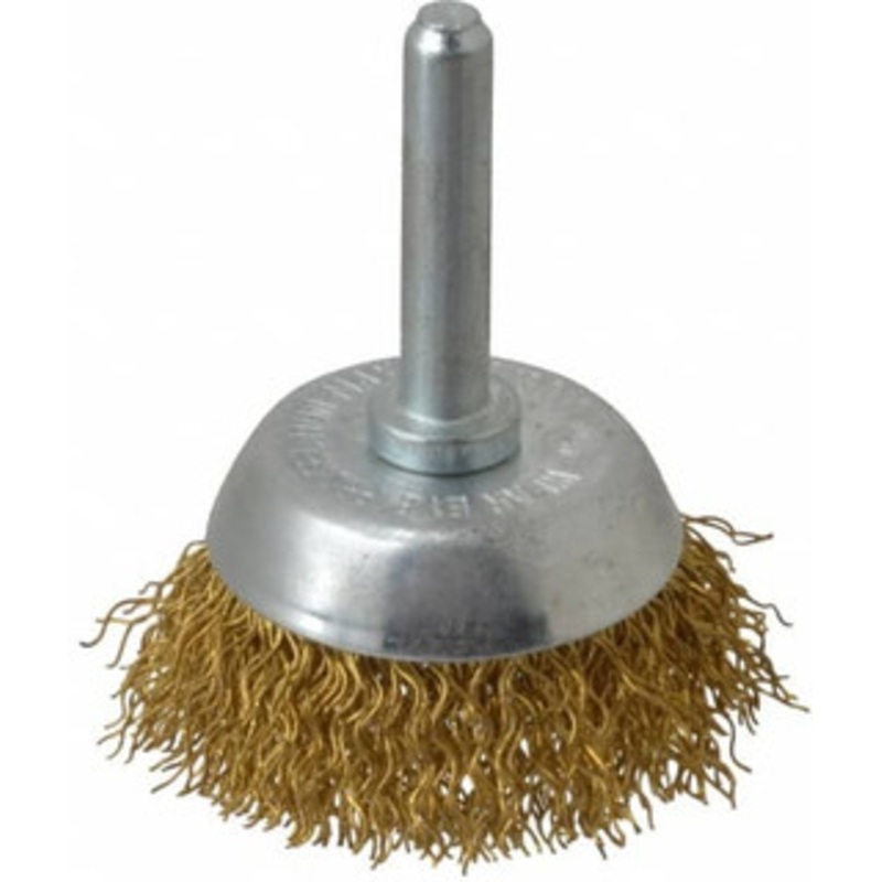 Value Collection 1-3/4 Diam 1/4 Shank Brass Fill Cup Brush Crimped Wire, 0.014 Wire Diam, 9/16 Trim, 13,000 Max RPM 3103806335 – 74038597