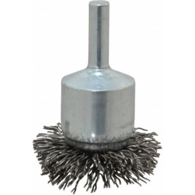 Weiler Abrasives 1-1/2 Diam Steel Flared Crimped End Brush 1/4 Shank Diam, 20,000 Max RPM 10038 – 75846386
