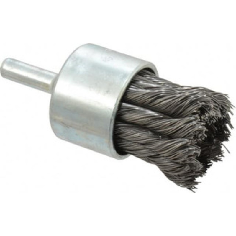Weiler Abrasives 1-1/8 Diam Steel Knotted End Brush 7/8 Trim Length, 1/4 Shank Diam, 22,000 Max RPM 90323 – 00463018