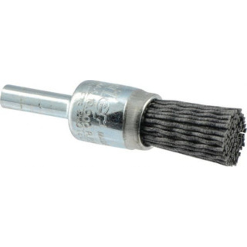 Weiler Abrasives 1/2 Diam Nylon Bridled Crimped End Brush 3/8 Trim Length, 1/4 Shank Diam, 10,000 Max RPM 11161 – 75846931