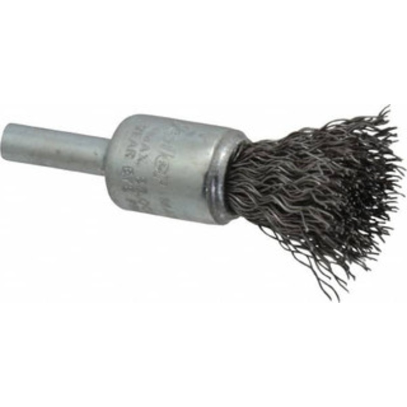 Weiler Abrasives 1/2 Diam Steel Crimped End Brush 7/8 Trim Length, 1/4 Shank Diam, 25,000 Max RPM 90288 – 00462663