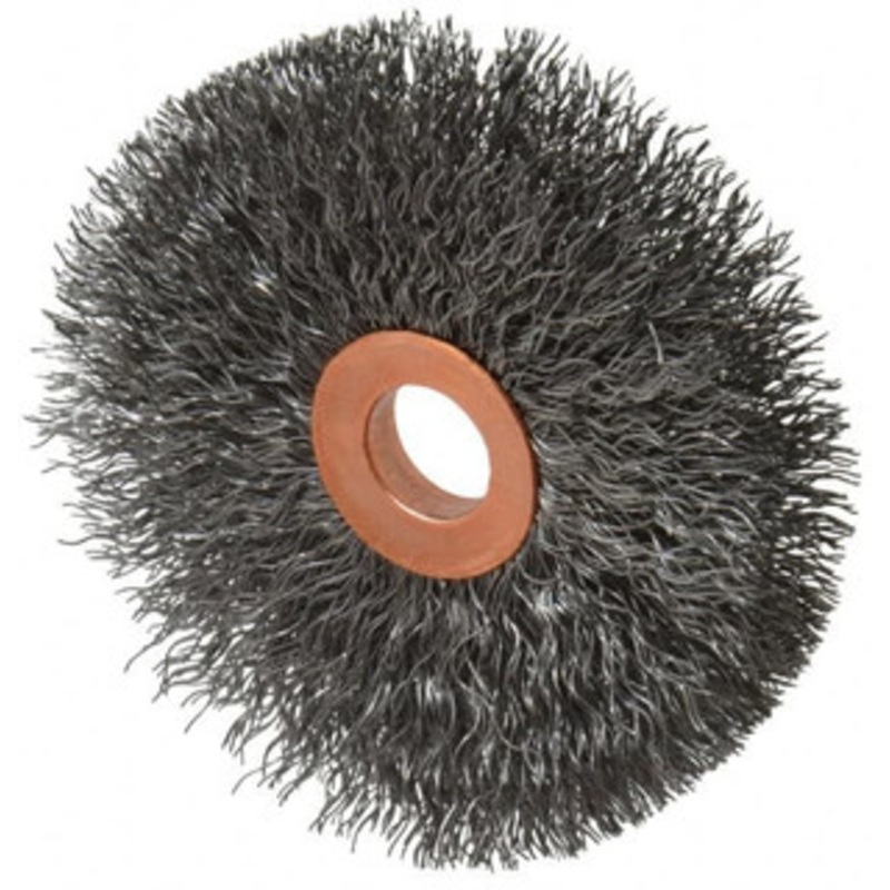 Weiler Abrasives 3 OD, 1/2 Arbor Hole, Crimped Steel Wheel Brush 5/8 Face Width, 1 Trim Length, 0.0104 Filament Diam, 20,000 RPM 15553 – 75849406