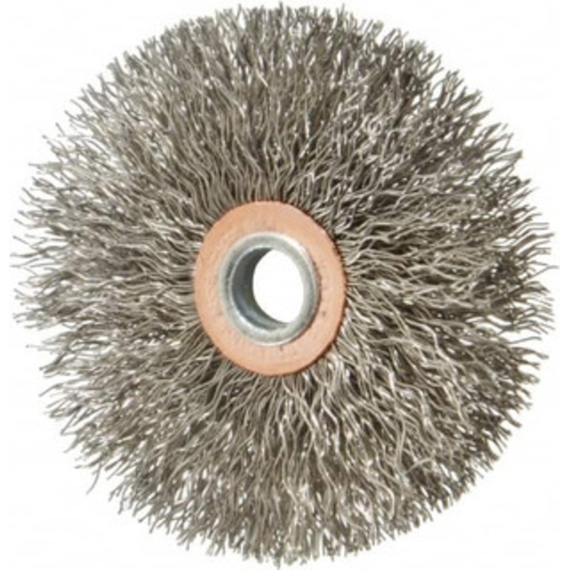 Weiler Abrasives 3 OD, 1/4 Shank Diam, Crimped Stainless Steel Wheel Brush 1/2 Face Width, 1 Trim Length, 0.014 Filament Diam, 20,000 RPM 90314 – 00462929