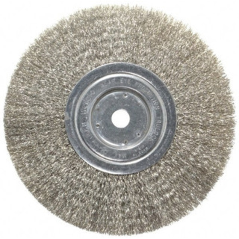 Weiler Abrasives 8 OD, 5/8 Arbor Hole, Crimped Stainless Steel Wheel Brush 3/4 Face Width, 2-1/16 Trim Length, 0.0118 Filament Diam, 6,000 RPM 93619 – 03596905