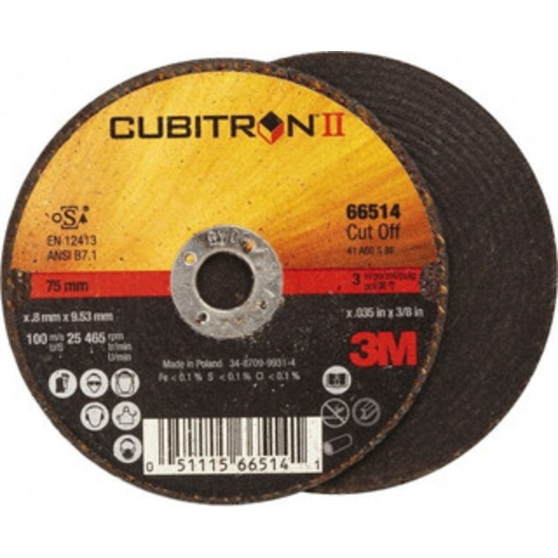 3M 3 x 0.035, 3/8 Hole 60 Grit Ceramic Cutoff Wheel Reinforced, 25,465 Max RPM, Use with Angle Grinders 7100094771 – 81680431