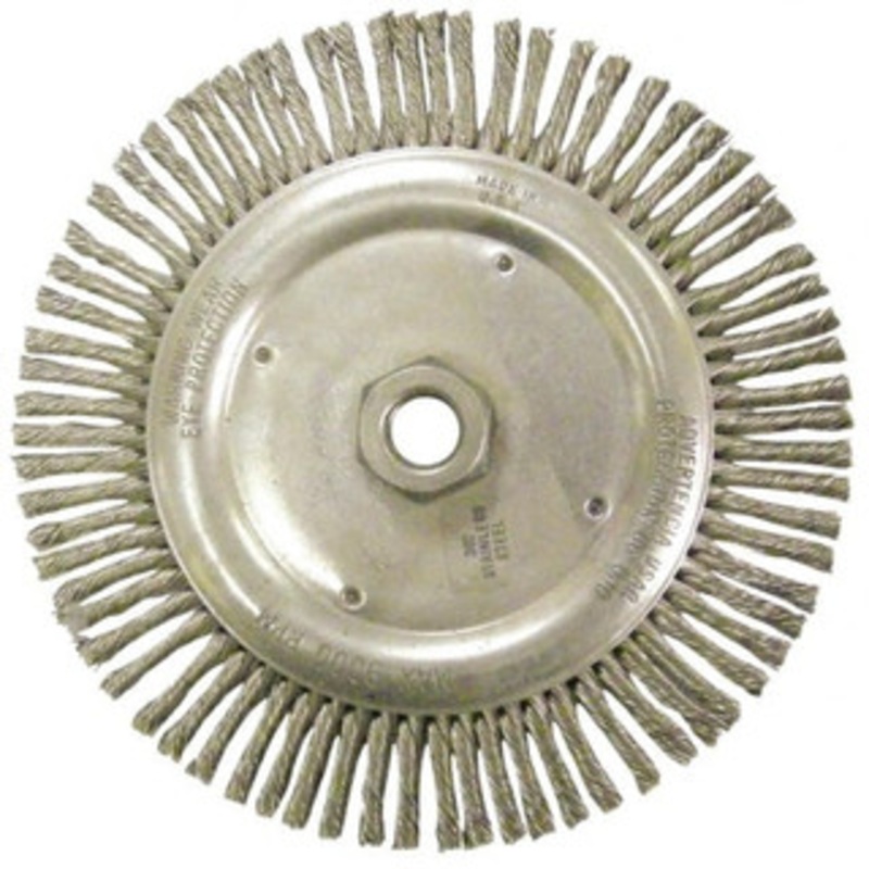 Anderson Products 6-7/8 OD, 5/8-11 Arbor Hole, Knotted Stainless Steel Wheel Brush 1/8 Face Width, 1-1/8 Trim Length, 0.02 Filament Diam, 9,000 RPM 12385 – 00578757