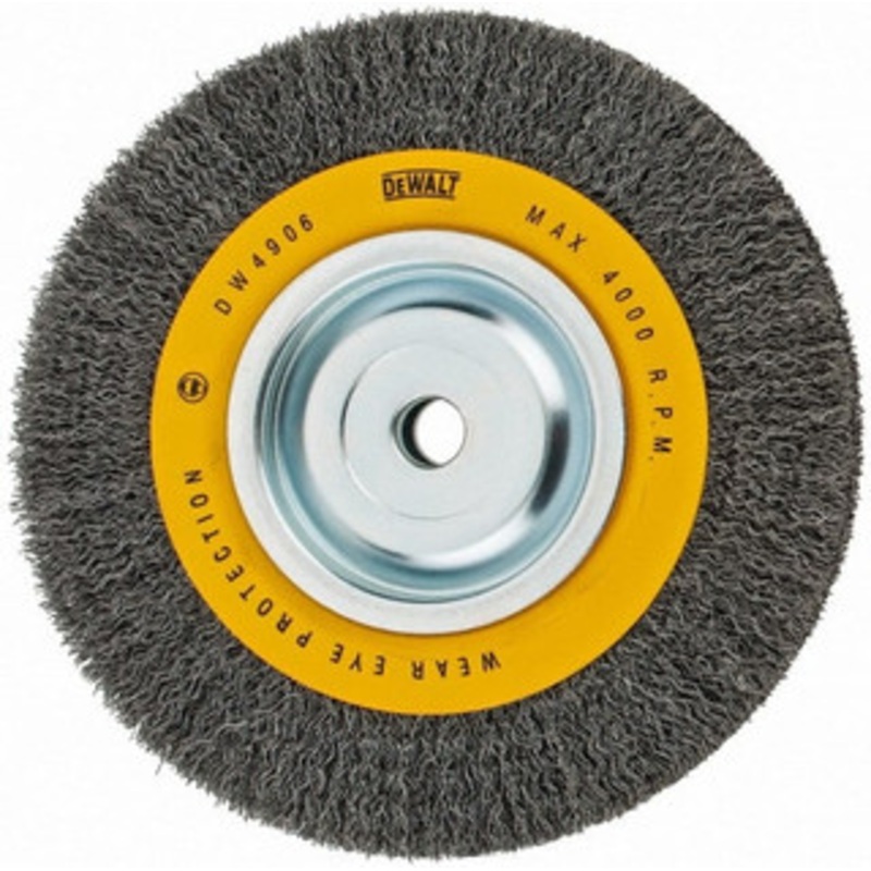 DeWALT 6 OD, 5/8 Arbor Hole, Crimped Steel Wheel Brush 3/4 Face Width, 0.014 Filament Diam, 4,000 RPM DW4906 – 65052516