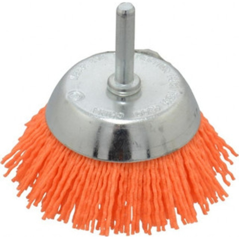 Dico 2-1/2 Diam 1/4 Shank Nylon Fill Cup Brush Aluminum Oxide Abrasive, 0.04 Wire Diam 505-780(ORANGE) – 00549204