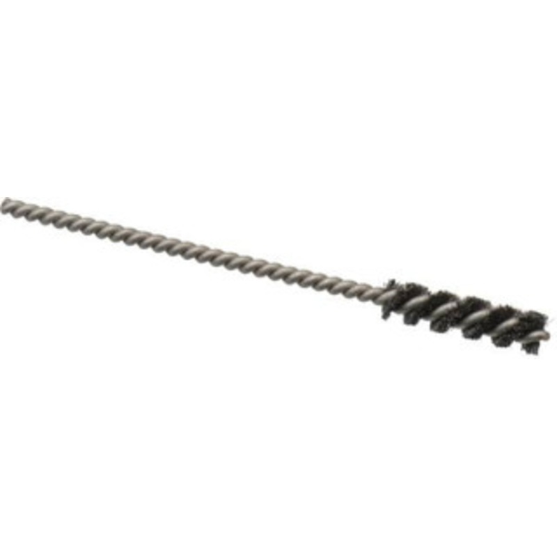 Made in USA 1/4 Diam Helical Steel Tube Brush Single Spiral, 0.004 Filament Diam, 1 Brush Length, 3-1/2 OAL, 0.11 Diam Stainless Steel Shank 09-400414 – 03715372