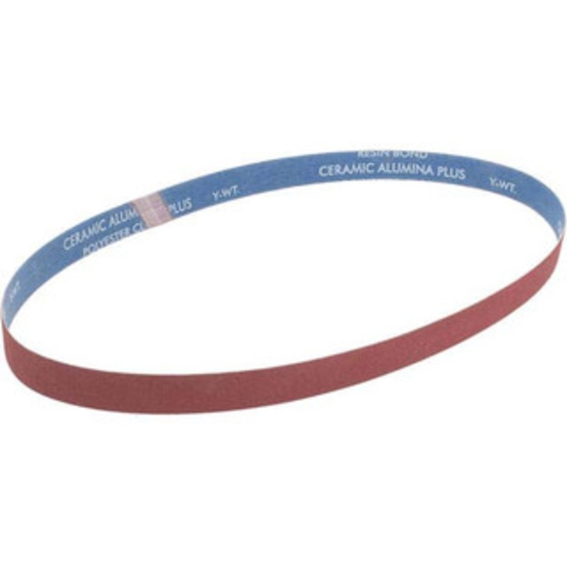 Norton 1 Wide x 42 OAL, 100 Grit, Ceramic Abrasive Belt Ceramic, Fine, Coated, Y Weighted Cloth Backing, Series R981 78072719499 – 82062878