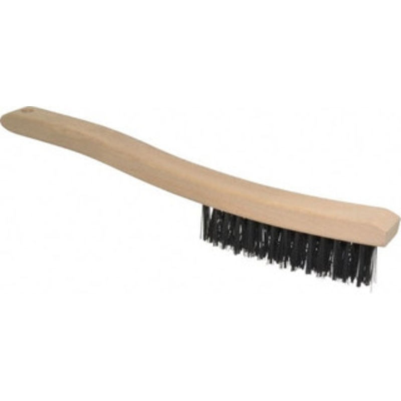 Osborn 3 Rows x 14 Columns Steel Scratch Brush 13-3/4 OAL, 1-1/2 Trim Length, Wood Curved Handle 0005438700 – 53502761