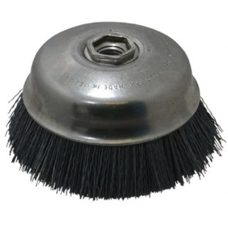 Osborn 4 Diam 5/8-11 Threaded Arbor Silicon Carbide Fill Cup Brush Straight Wire, Silicon Carbide Abrasive, 1-1/2 Trim, 6,000 Max RPM 0003212700 – 00221978