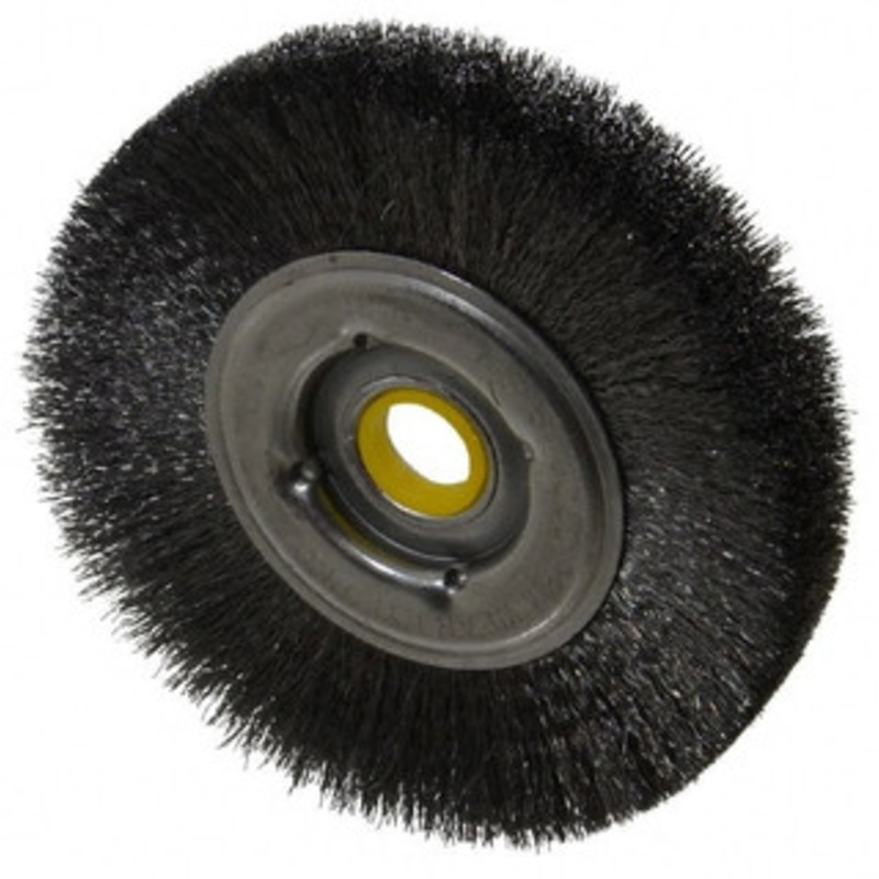 Osborn 4 OD, 1/2 & 5/8 Arbor Hole, Crimped Steel Wheel Brush 5/8 Face Width, 13/16 Trim Length, 0.006 Filament Diam, 6,000 RPM 0002140000 – 06081517