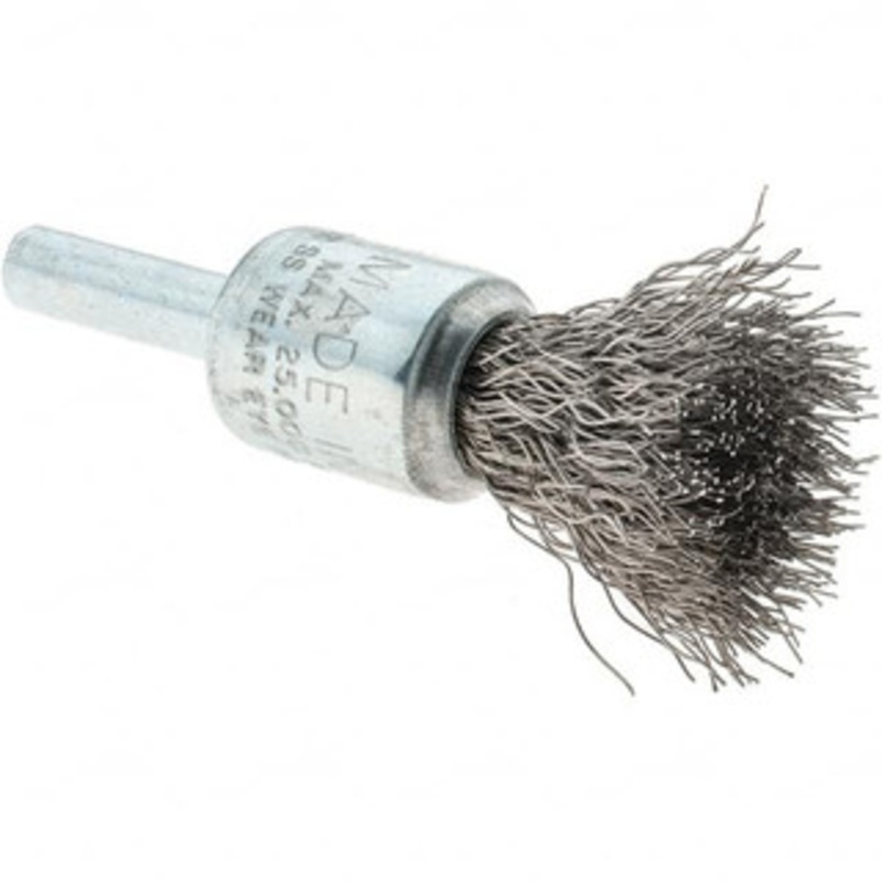 Tru-Maxx 1/2 Diam Stainless Steel Flared Crimped End Brush 7/8 Trim Length, 1/4 Shank Diam, 25,000 Max RPM 88516 – 32246324
