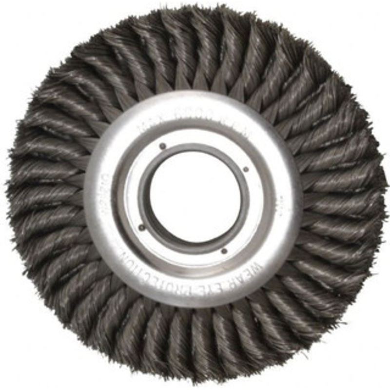 Weiler Abrasives 8 OD, 2 Arbor Hole, Knotted Steel Wheel Brush 1 Face Width, 1-5/8 Trim Length, 0.016 Filament Diam, 6,000 RPM 09430 – 75845826