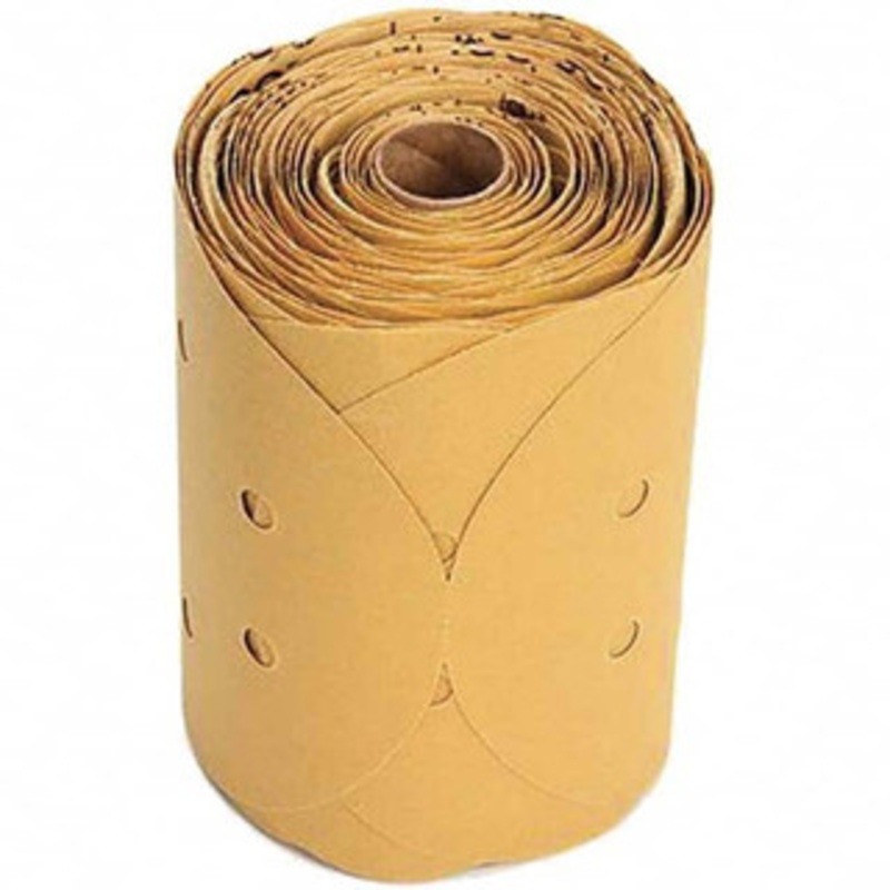 3M 6 Diam, 180 Grit FEPA, Aluminum Oxide Adhesive PSA Disc Very Fine Grade, Gold, A Weighted Backing, Flexible, Use with Random Orbital Sanders 7000119812 – 01209600