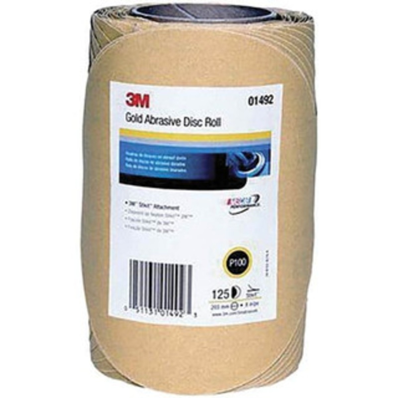 3M 8 Diam, 100 Grit FEPA, Aluminum Oxide Adhesive PSA Disc Fine Grade, Gold, A Weighted Backing, Flexible, Use with Random Orbital Sanders 7000118773 – 01209428
