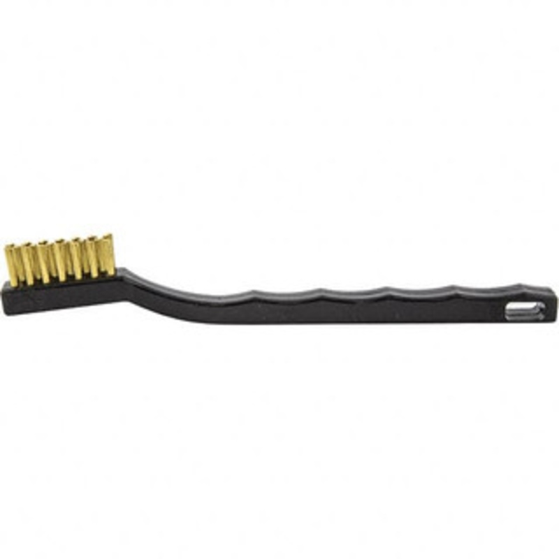 Brush Research Manufacturing 2 Rows x 7 Columns Brass Scratch Brush 1/2 Brush Length, 7-1/4 OAL, 1/2 Trim Length, Plastic Curved Back Handle 93APB – 98030232