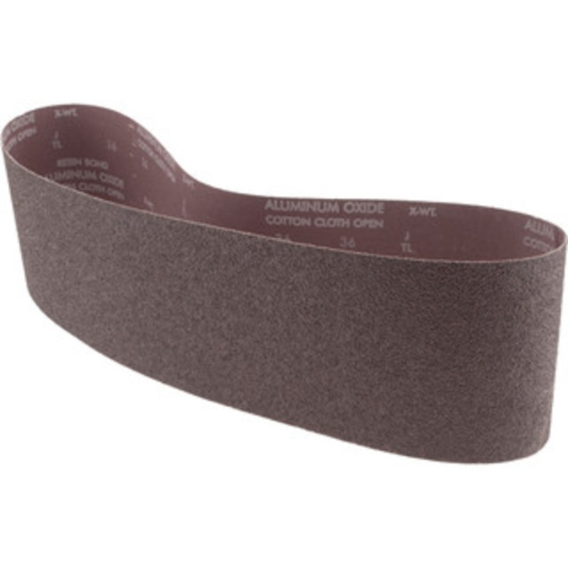 Norton 6 Wide x 48 OAL, 36 Grit, Aluminum Oxide Abrasive Belt Aluminum Oxide, Very Coarse, Coated, X Weighted Cloth Backing, Series R255 78072727987 – 89953947
