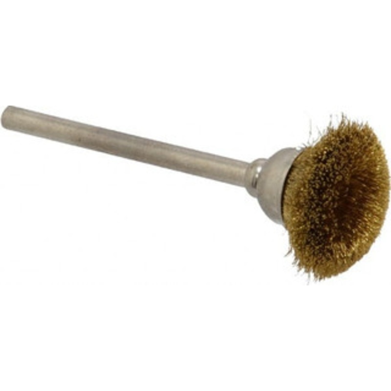 Osborn 9/16 Diam 1/8 Shank Brass Fill Cup Brush Straight Wire, 0.003 Wire Diam, 25,000 Max RPM 0007575900 – 00079723