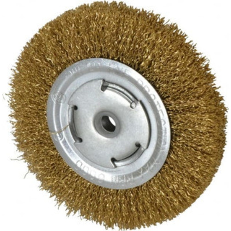 Value Collection 6 OD, 5/8 Arbor Hole, Crimped Brass Wheel Brush 1/2 Face Width, 1-1/8 Trim Length, 0.02 Filament Diam, 6,000 RPM 0315012350 – 74038928