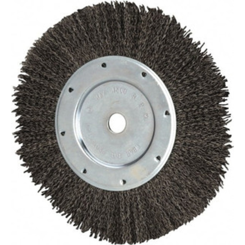 Value Collection 8 OD, 1/2 Arbor Hole, Crimped Steel Wheel Brush 9/16 Face Width, 1-9/16 Trim Length, 0.012 Filament Diam, 4,500 RPM S00651851 – 00651851