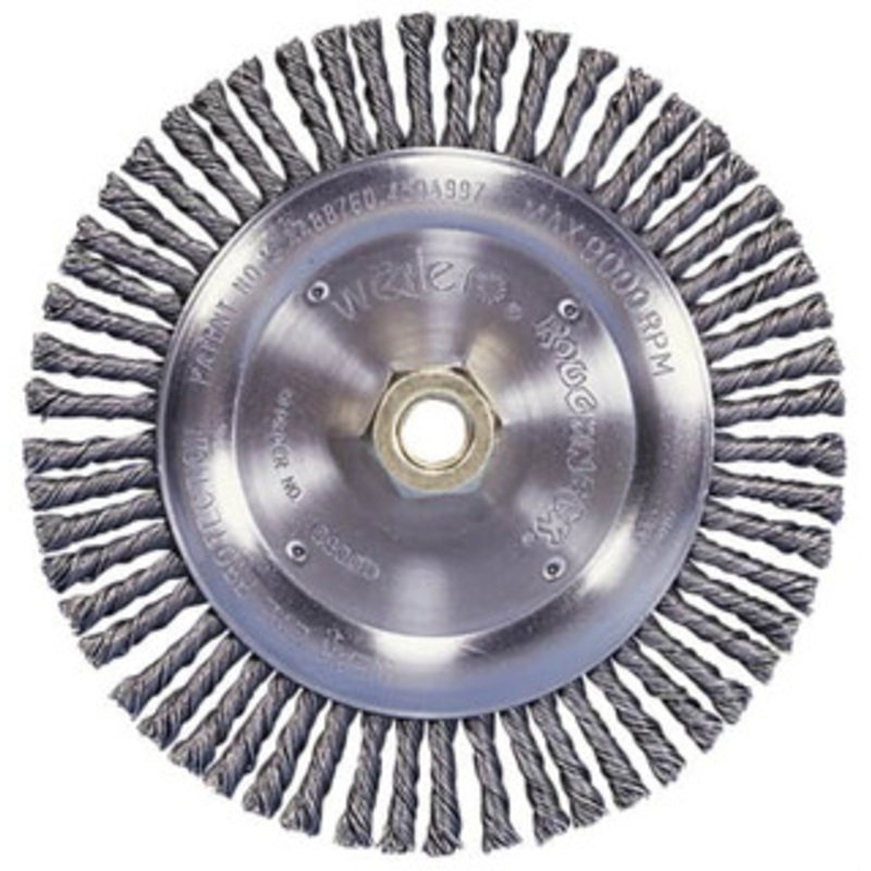 Weiler Abrasives 12 OD, 1-1/4 Arbor Hole, Knotted Steel Wheel Brush 3/4 Face Width, 2-3/4 Trim Length, 0.016 Filament Diam, 3,600 RPM 08219 – 75845388