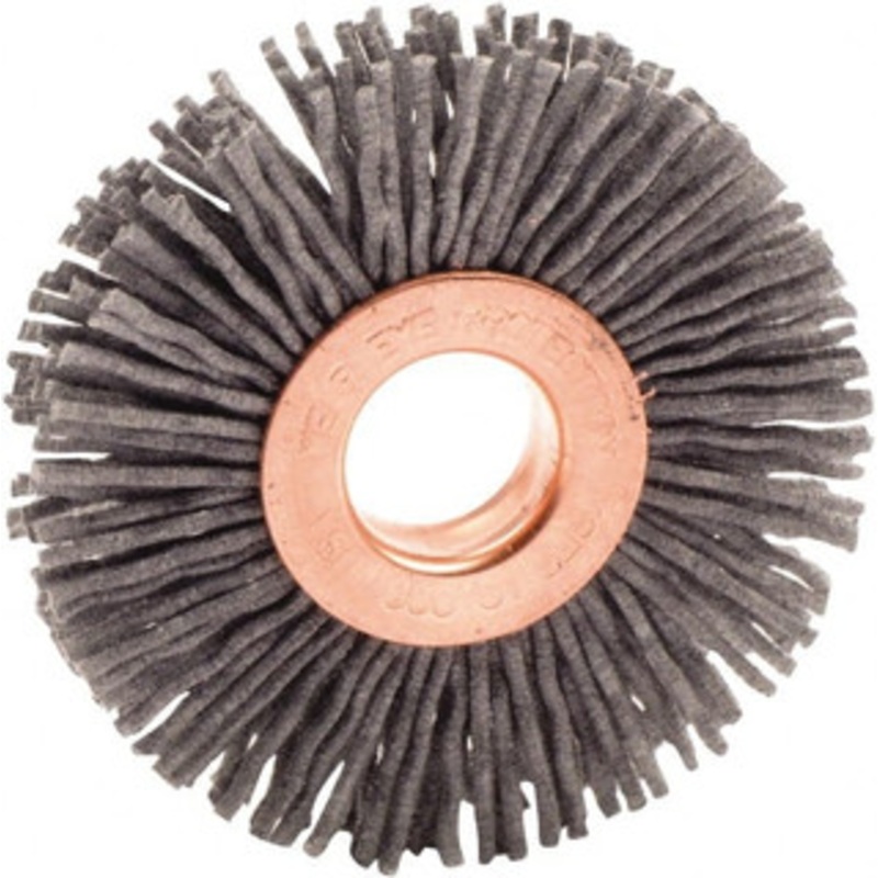 Weiler Abrasives 2 OD, 1/2 Arbor Hole, Nylon Wheel Brush 3/8 Face Width, 1/2 Trim Length, 0.04 Filament Diam, 10,000 RPM 17633 – 75849984