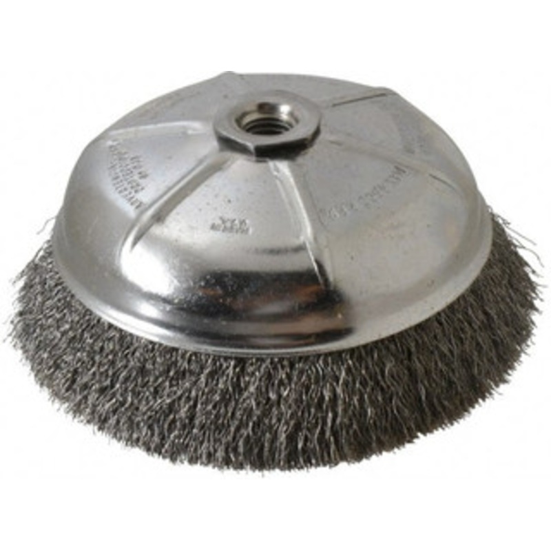 Weiler Abrasives 6 Diam 5/8-11 Threaded Arbor Steel Fill Cup Brush Crimped Wire, 0.014 Wire Diam, 1-1/4 Trim, 6,600 Max RPM 93656 – 03597754