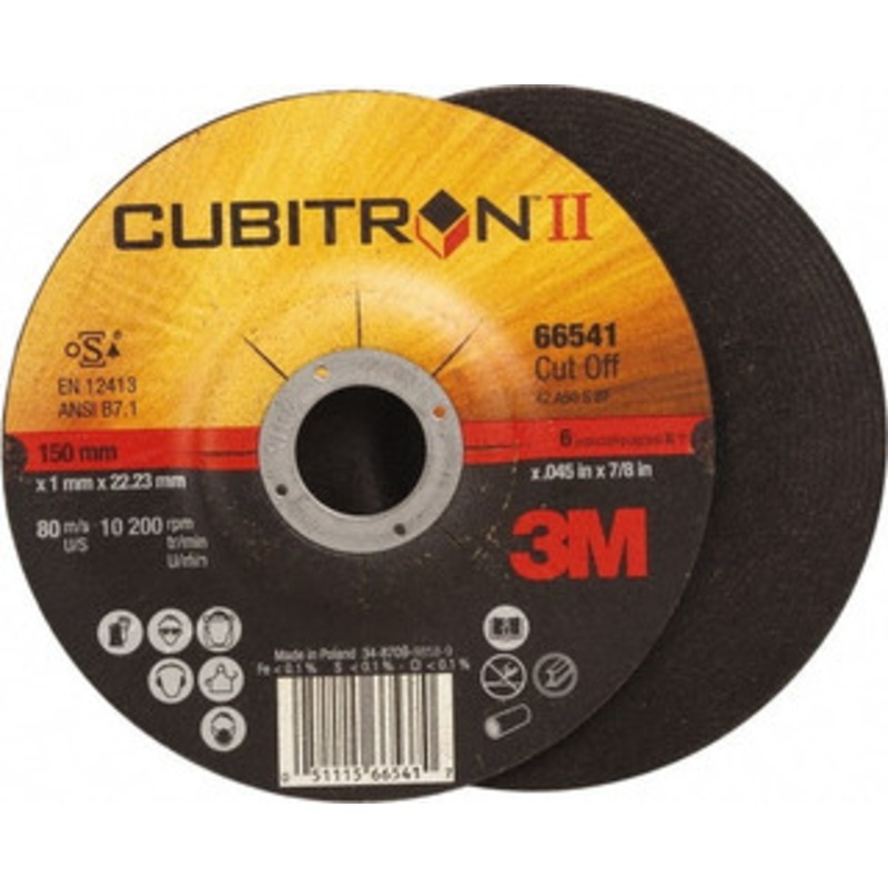 3M 36 Grit, 6 Wheel Diam, 7/8 Arbor Hole, Type 27 Depressed Center Wheel Ceramic, Resinoid Bond, S Hardness, 10,200 Max RPM 7100098316 – 81679623