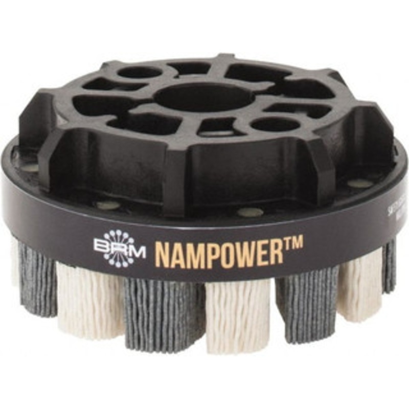 Brush Research Manufacturing 4 180 Grit Ceramic/Silicon Carbide Tapered Disc Brush Medium Fine Grade, CNC Adapter Connector, 0.71 Trim Length, 7/8 Arbor Hole ADT10018180 – 92184910
